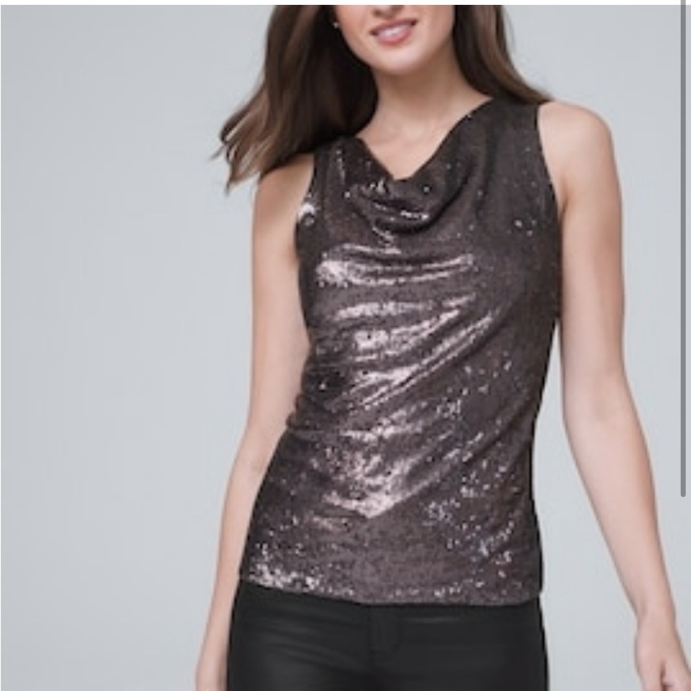 White House Black Market Mixed Media Sequin Tank
